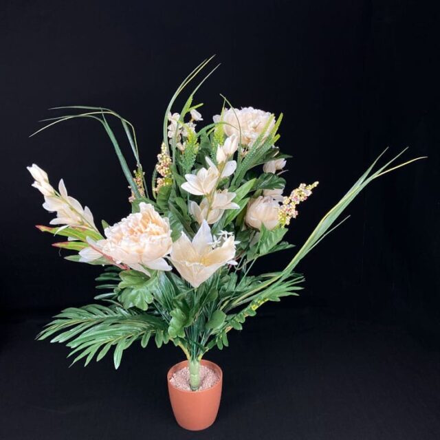 Silkkikukkakimppu, vaalea beige