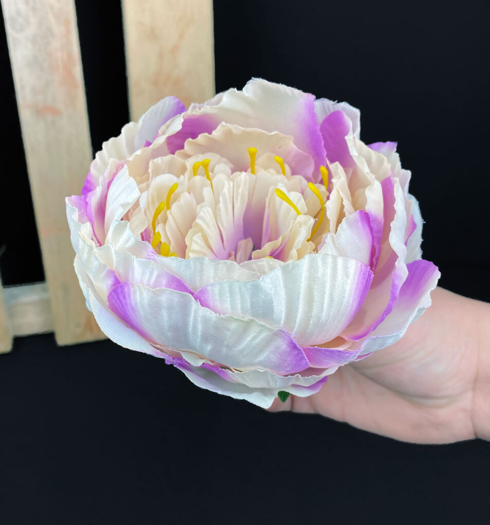 Pioni tekokukkaosa, kerma/violetti