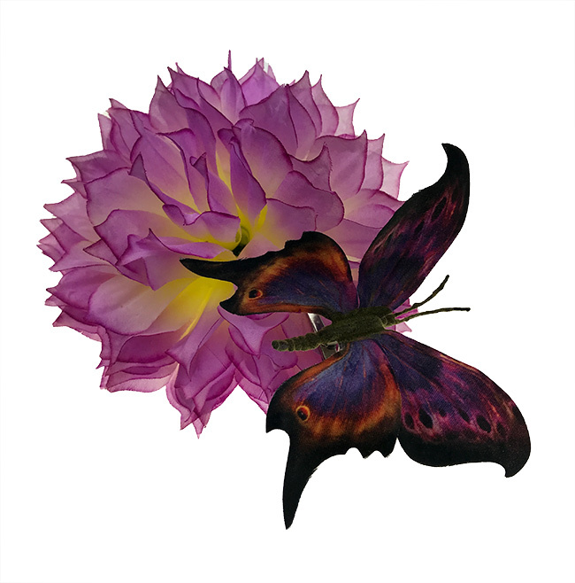 Koristeperhonen metalliklipsillä, violetti