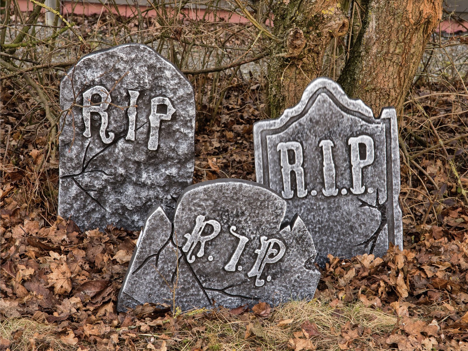 Halloween-koristehautasetti, 3 osaa, harmaa - Image 3