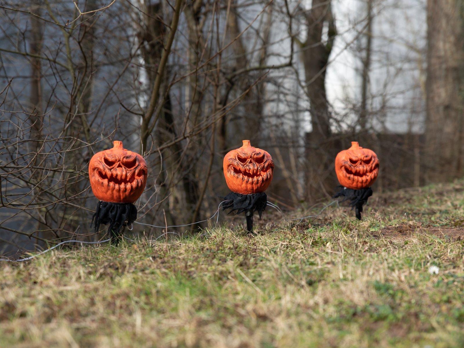 Halloween-kurpitsat maapiikeillä, 3 kpl, 39 cm - Image 4
