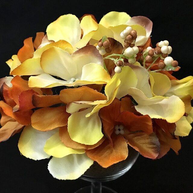 Hortensia tekokukkapää - ruoste/keltainen