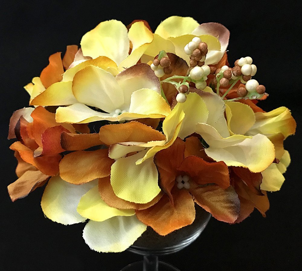 Hortensia tekokukkapää - ruoste/keltainen