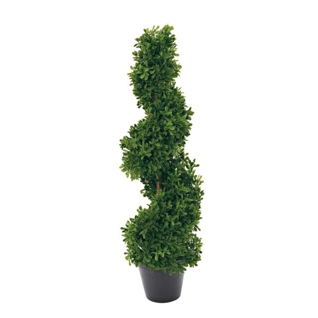 Vihreä kierremuotoinen puksipuinen tekopuu ruukussa, 61 cm