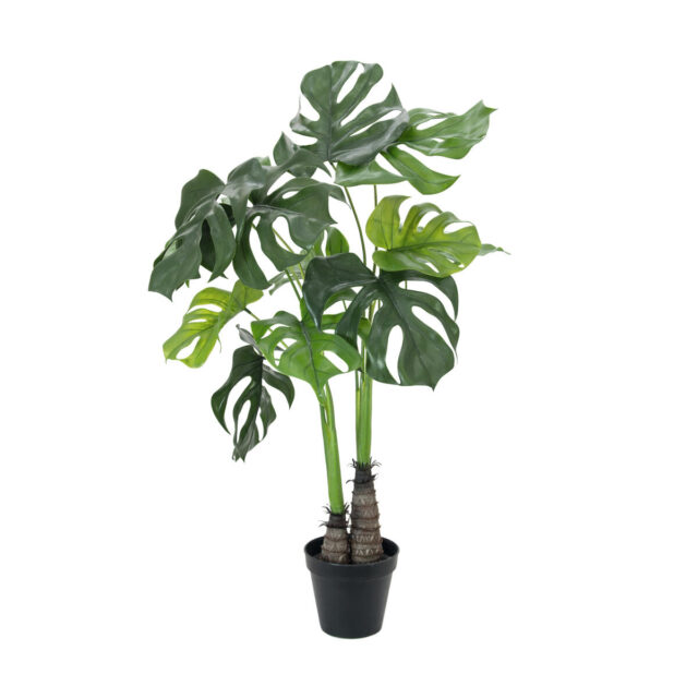 Vihreä 90 cm tekomonstera perusruukussa