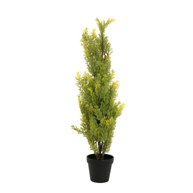 Vaaleanvihreä leylandsypressi-tekopuu 90 cm mustassa ruukussa