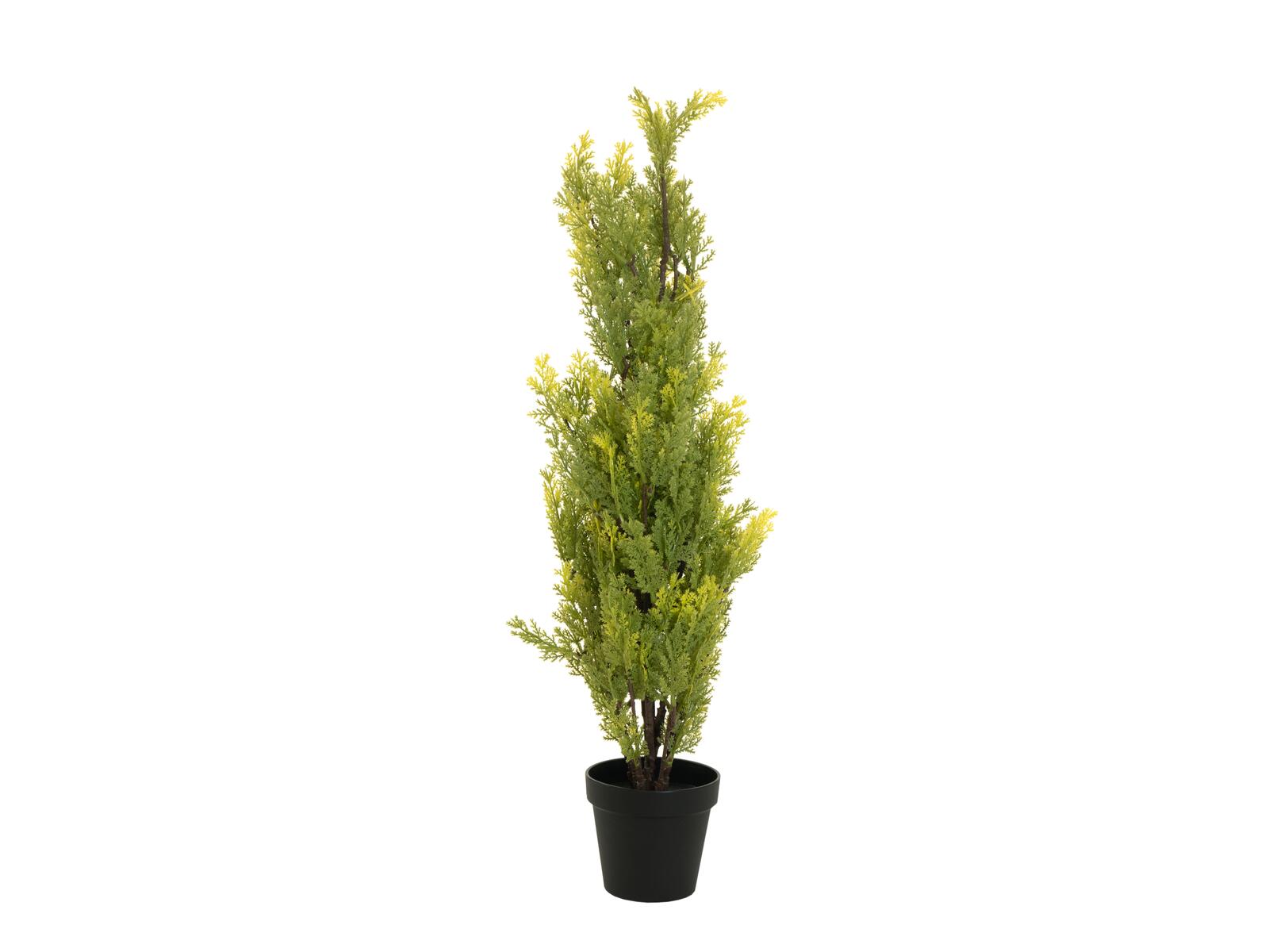 Vaaleanvihreä leylandsypressi-tekopuu 90 cm mustassa ruukussa