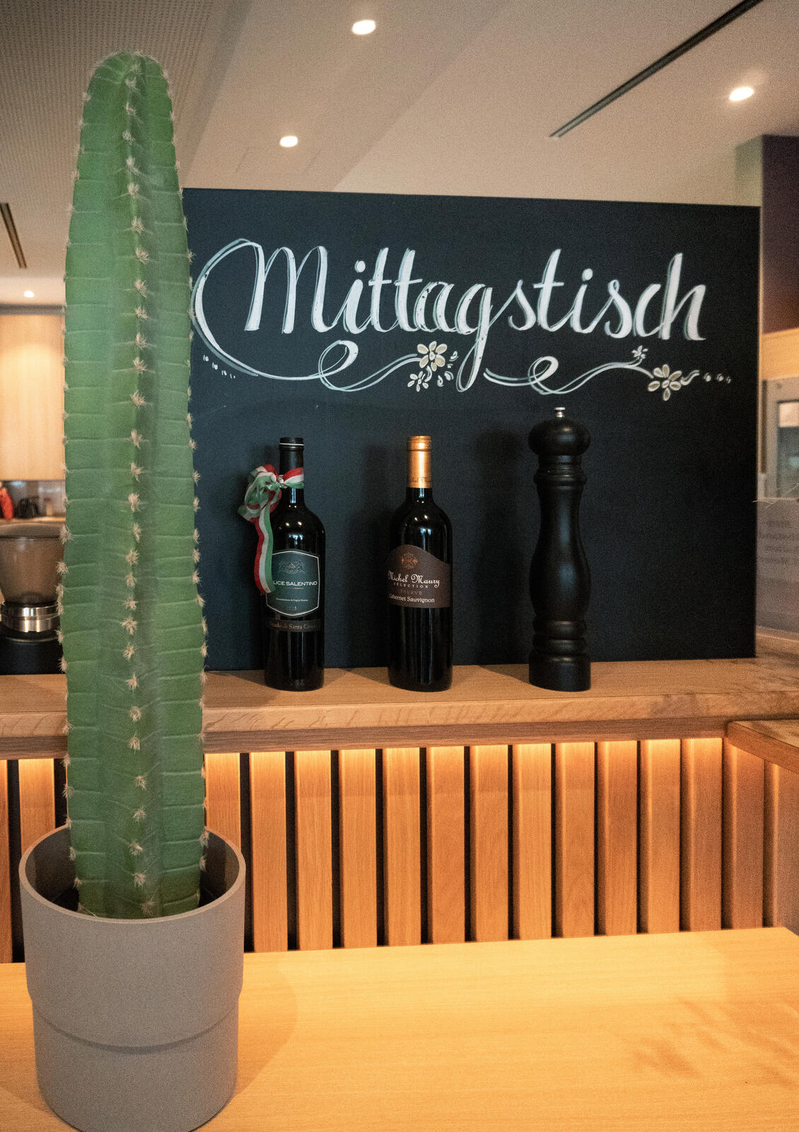 Vihreä pylvästekokaktus mustassa ruukussa, 97 cm