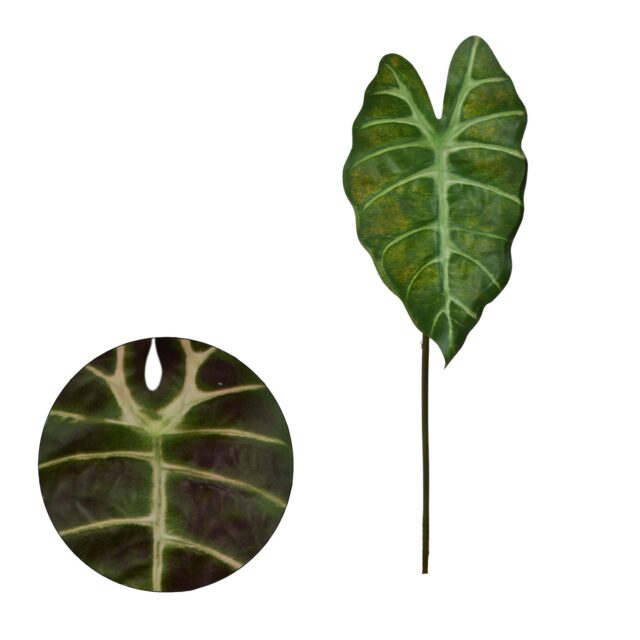 Vihreä tekokasvin alokasian lehti 60 cm