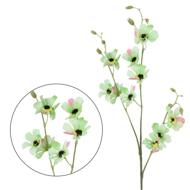 Vaaleanvihreä tekokukka-anemonin oksa, 83 cm