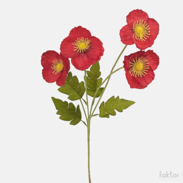Punainen anemonin tekokukkaoksa, 4 kukkaa