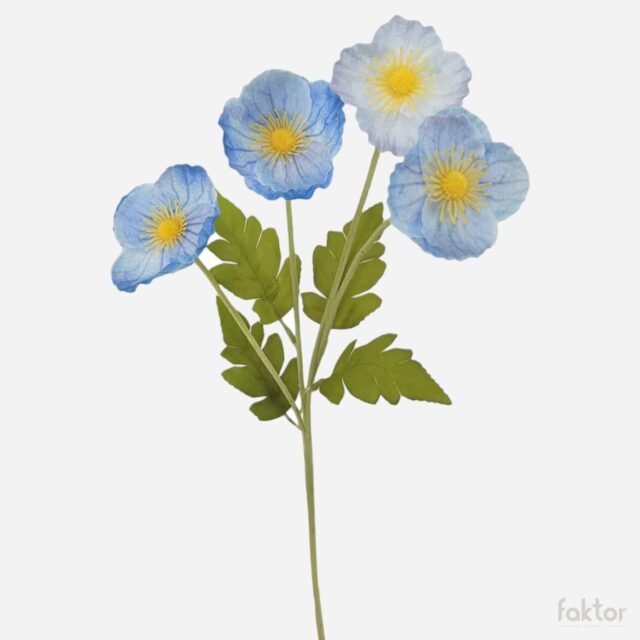 Vaaleansininen anemoni-tekokukkaoksa, 4 kukkaa