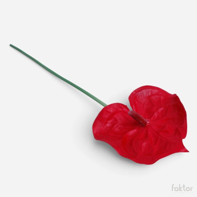 Punainen kumipintainen anthurium-tekokukka 65 cm
