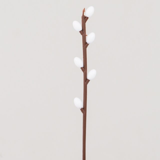Valkoinen tekokukka pajunkissaoksa 17 cm