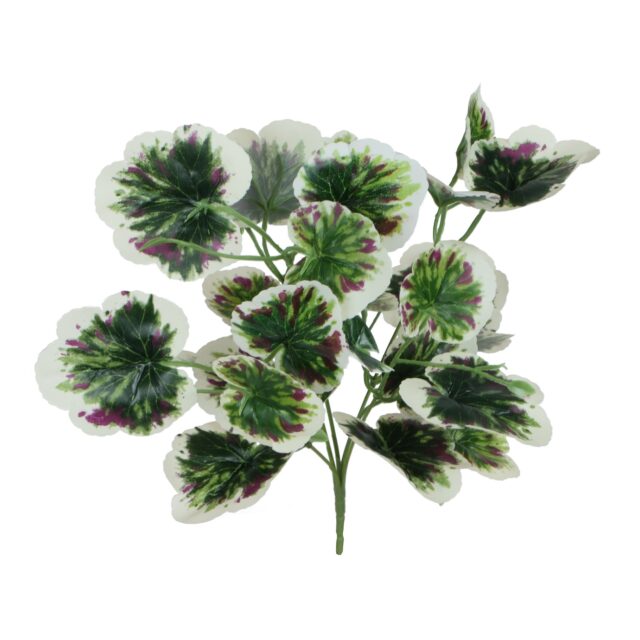 Vihreä begonia-tekokasvi kermanvärisellä lehtien reunalla, 36 cm