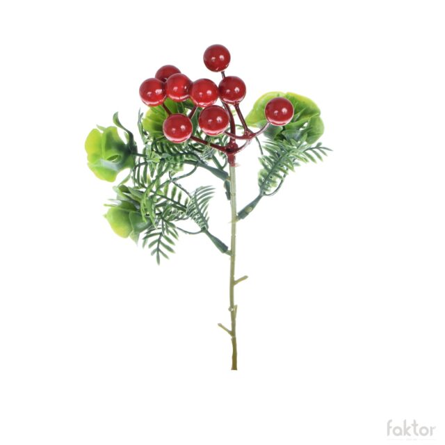 Vihreä-punainen tekokukkaoksa punaisilla marjoilla