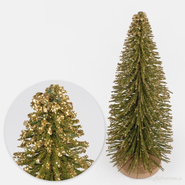 Vihreä-kultainen glitter-joulukuusi, 38 cm