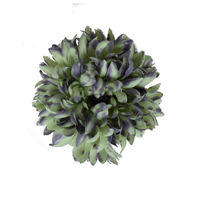Vihreän–violetin tekokrysanteemin kukkapää 18 cm
