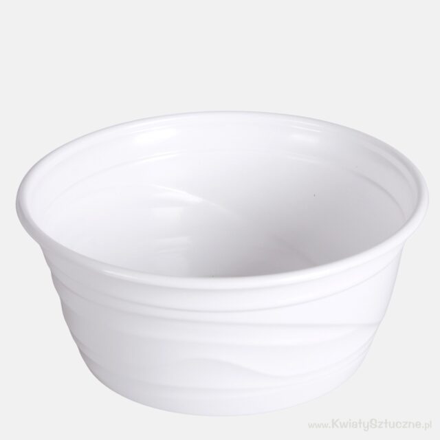 Valkoinen muovinen kukkaruukku, halkaisija 21 cm