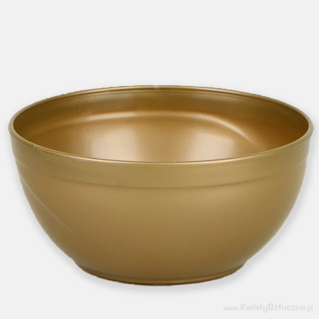 Kultainen kulhomallinen muovinen kukkaruukku 15 cm