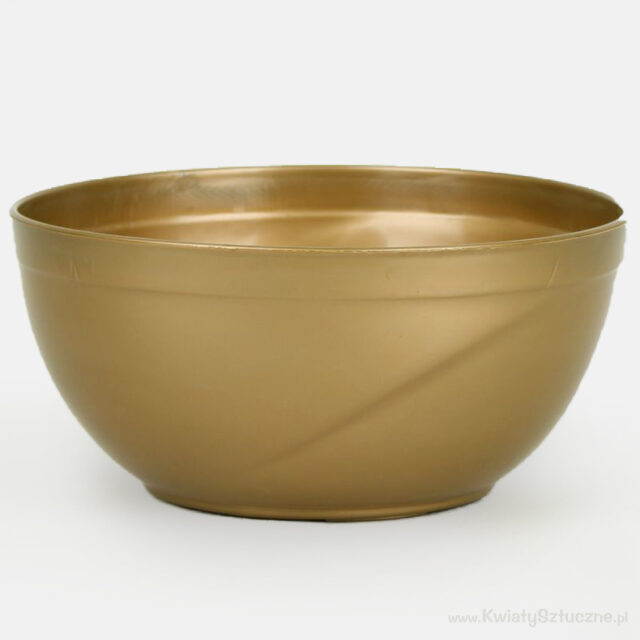 Kultainen kulhomallinen muovinen kukkaruukku 18 cm