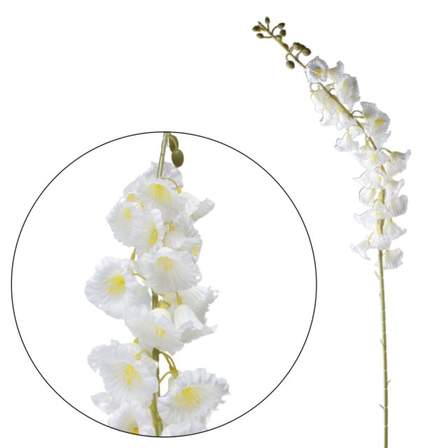 Valkoinen 120 cm tekokukkavarsi kellokukilla