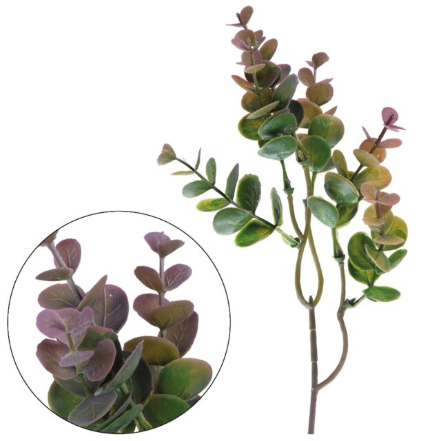 Vihreä eukalyptuksen tekokasvin oksa 37 cm