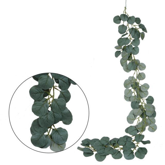 Vihreä eukalyptustekokasvigirlandi 120 cm