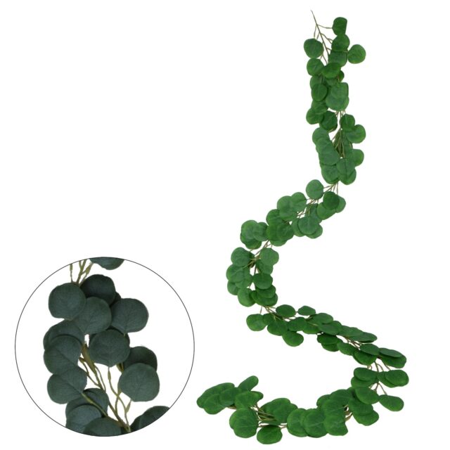 Vihreä eukalyptustekokasvigirlandi 200 cm