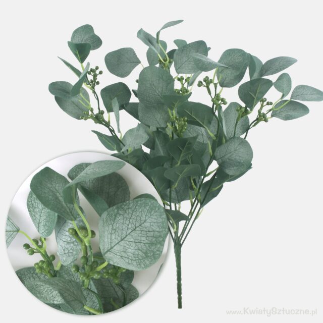 Vihreä eukalyptuksen oksa tekokasvi, 50 cm