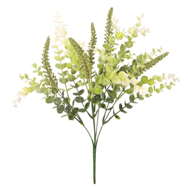 Vihreä eukalyptus-tekokukkakimppu lisukkeilla, 40 cm