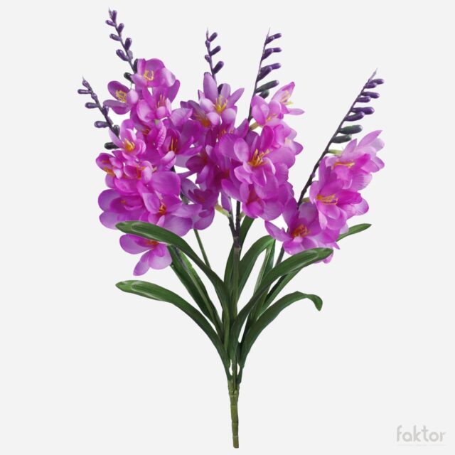 Violetti freesia-tekokukkakimppu, 51 cm