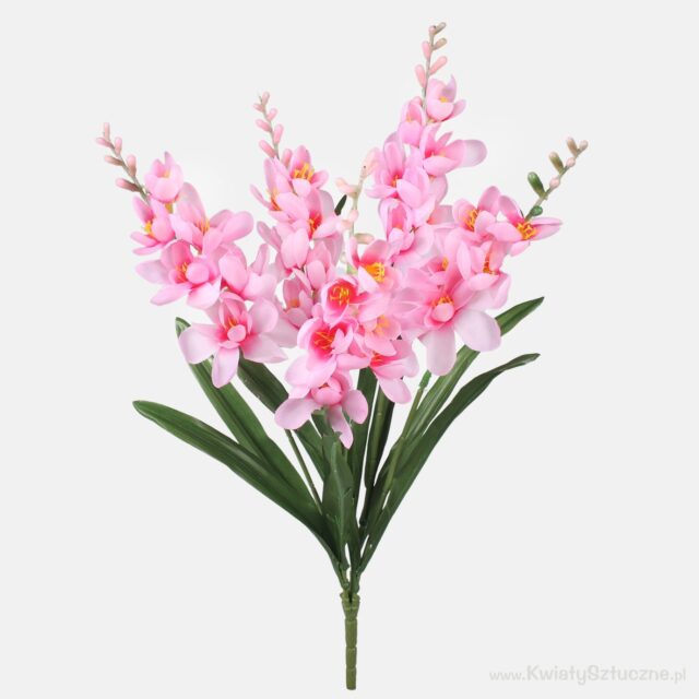 Vaaleanpunainen freesia-tekokukkakimppu