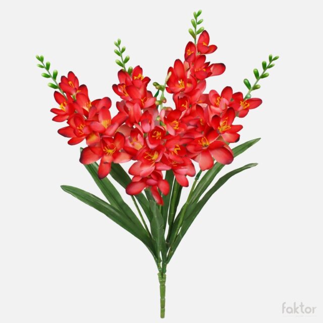 Viininpunainen freesia-tekokukkakimppu, 51 cm