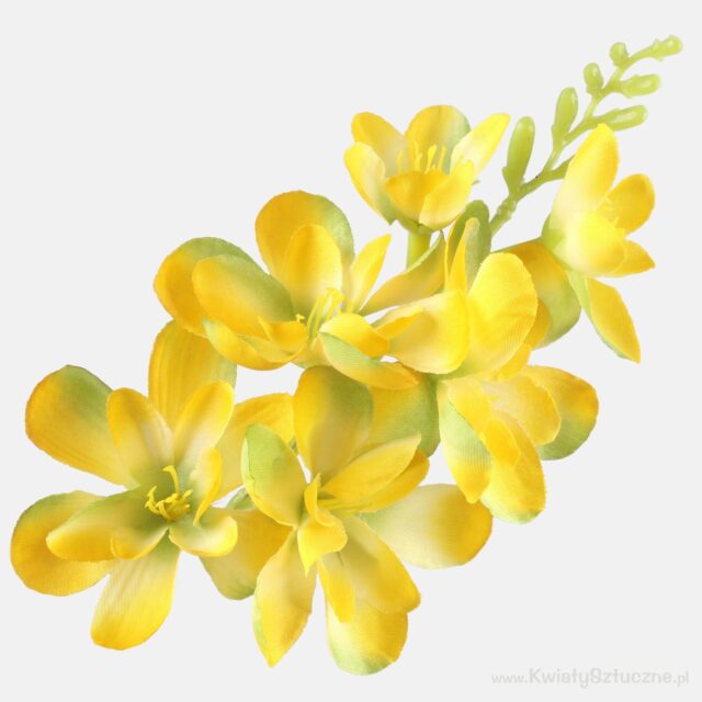 Keltavihreä satiinifreesia tekokukka, 20 cm