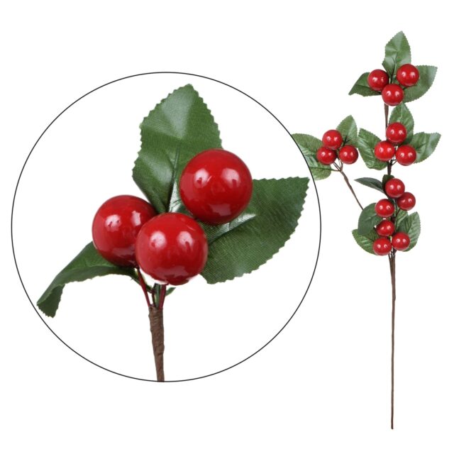 Punainen koristeoksa marjoilla, 62 cm