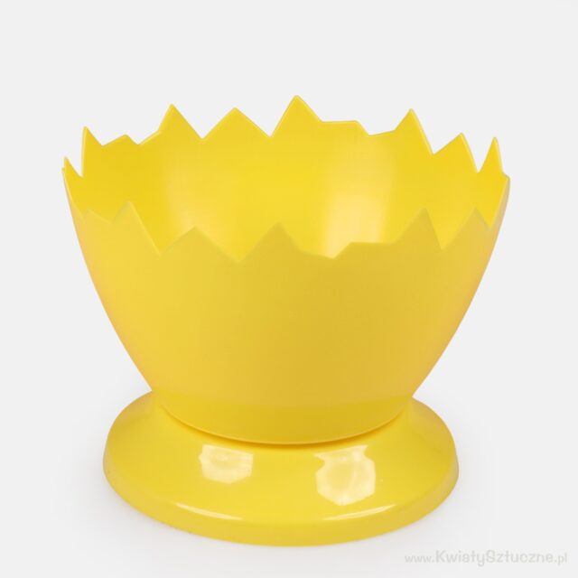 Keltainen muovinen pääsiäiskukkaruukku 15 cm