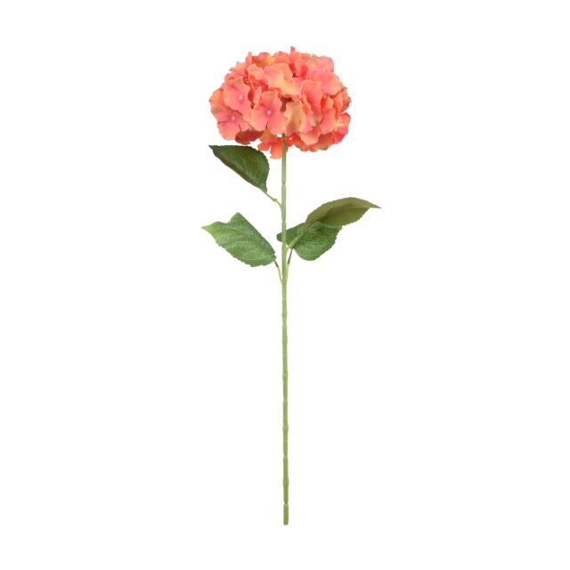 Korallinvärinen hortensian tekokukkaoksa 80 cm