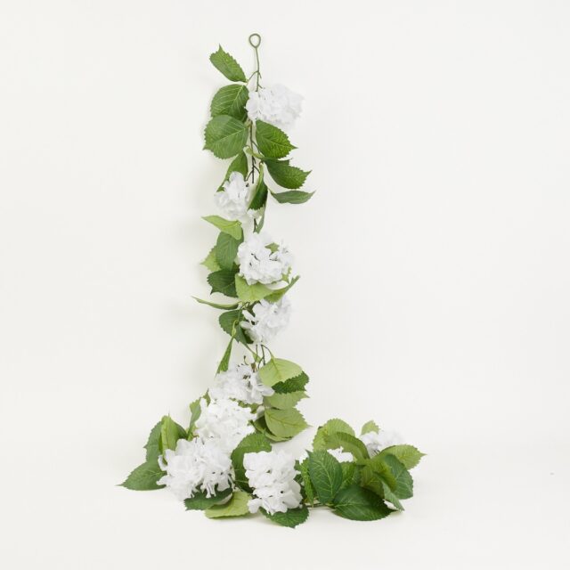 Valkoinen hortensia-tekokukkaköynnös 170 cm