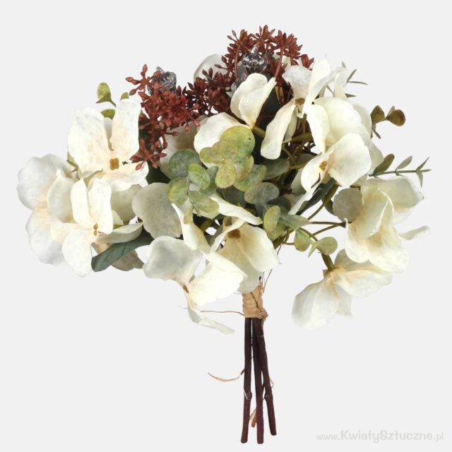 Kermanvärinen mini hortensia-tekokukkakimppu