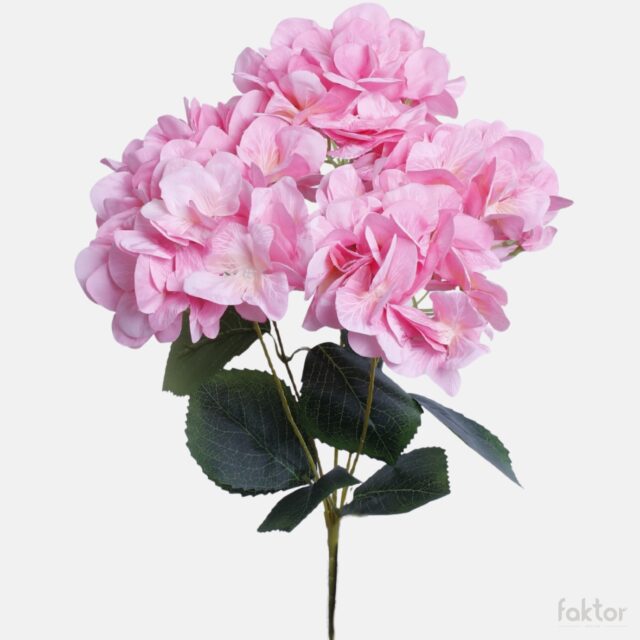 Vaaleanpunainen hortensia-tekokukkakimppu 52 cm