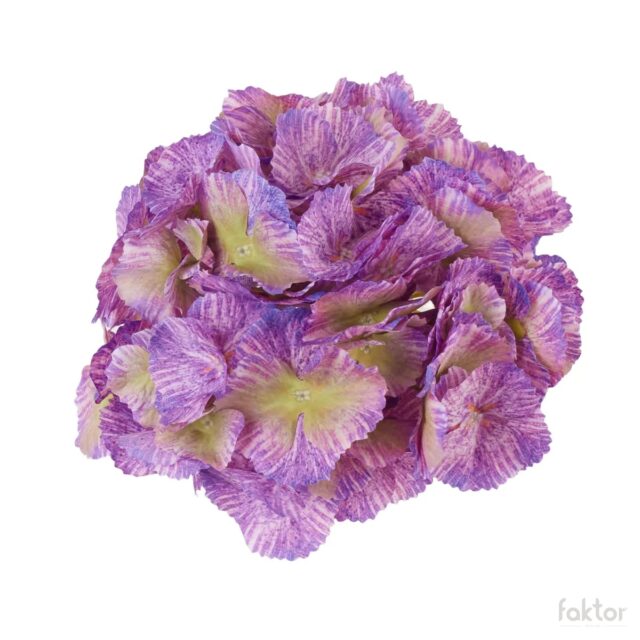Violetti hortensian tekokukan kukkapää, halkaisija 19 cm