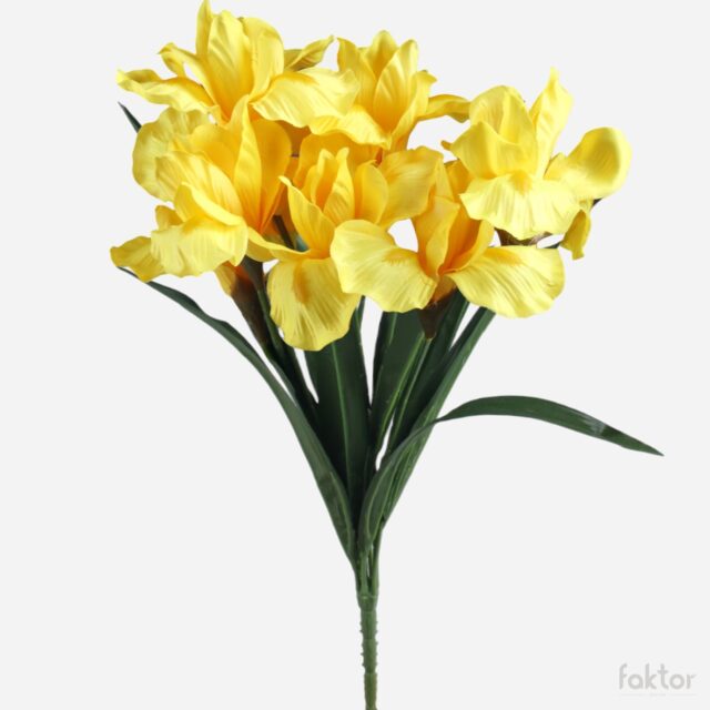 Keltainen iiris-tekokukka, 7 kukkaa