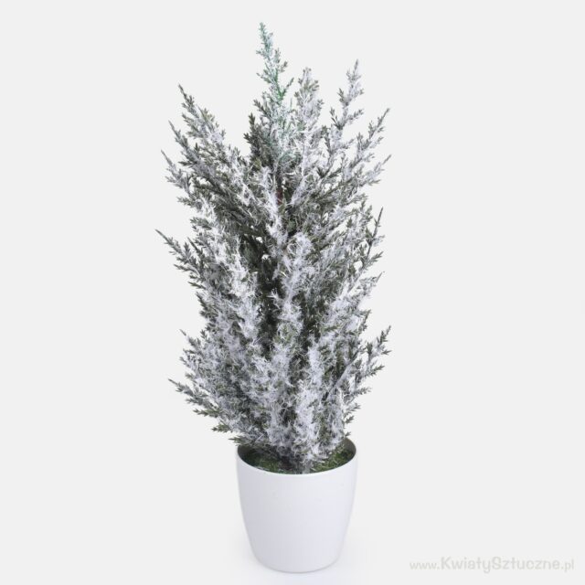 Huurrettu vihreä tekokataja ruukussa, 30 cm