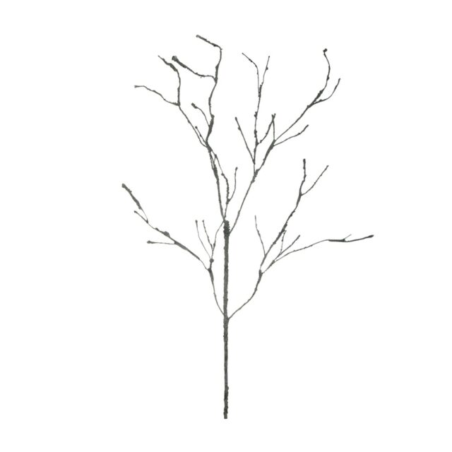 Tummanvihreä ja harmaa tekokasvin oksa, 80 cm