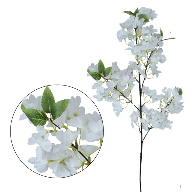 Kermanvärinen kukkiva tekokirsikankukkaoksa 97 cm