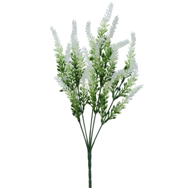 Valkoinen laventelin tekokukkakimppu 35 cm