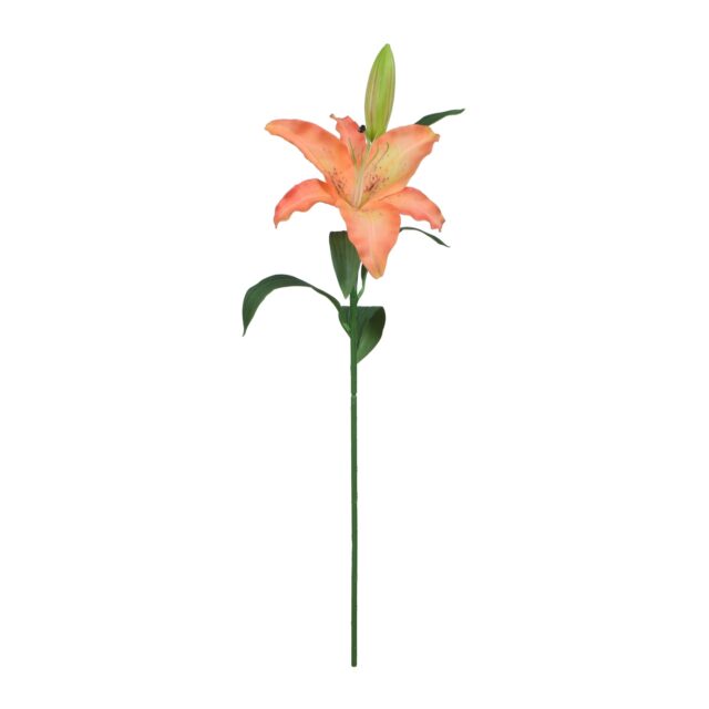 Oranssi kumipintainen liljan tekokukkaoksa, 72 cm