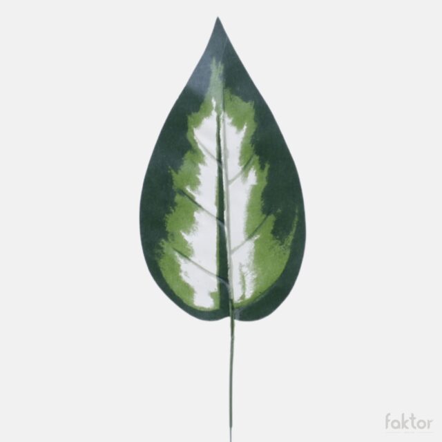 Vihreä-valkoinen dieffenbachia-aiheinen tekokasvin lehti varrella