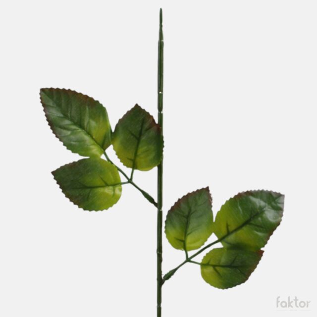 Vaaleanvihreä tekoruusun varsi lehdillä, 55 cm